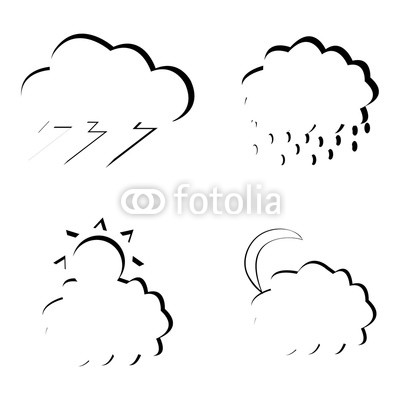 400x400 Vector Set Of Clouds With Sun, Moon, Rain And Lightning Buy