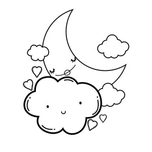 300x300 Clouds And Moon Cute Cartoons Vector Illustration Graphic Design