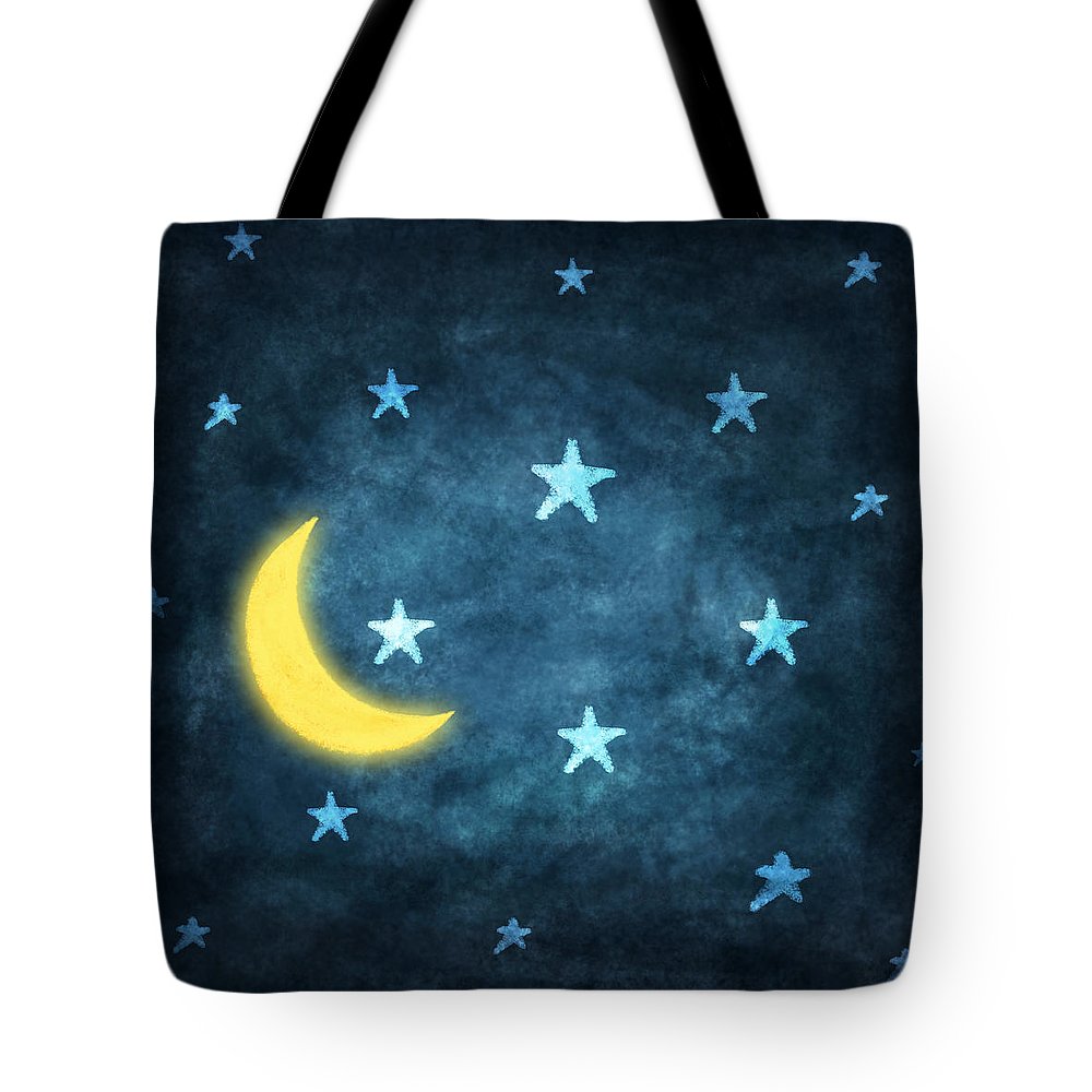1000x1000 Stars And Moon Drawing With Chalk Tote Bag For Sale