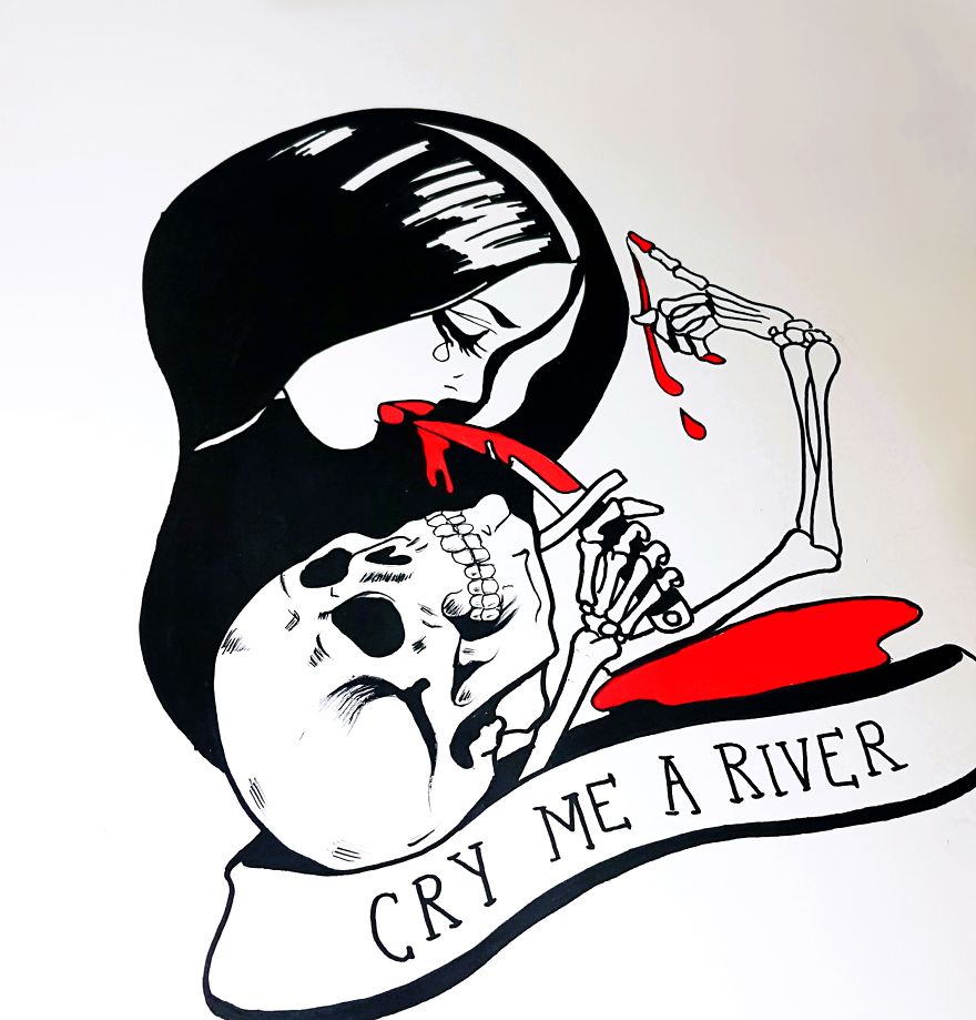 880x919 I Illustrate The Idea Of Embracing Death In Pop Art Drawings