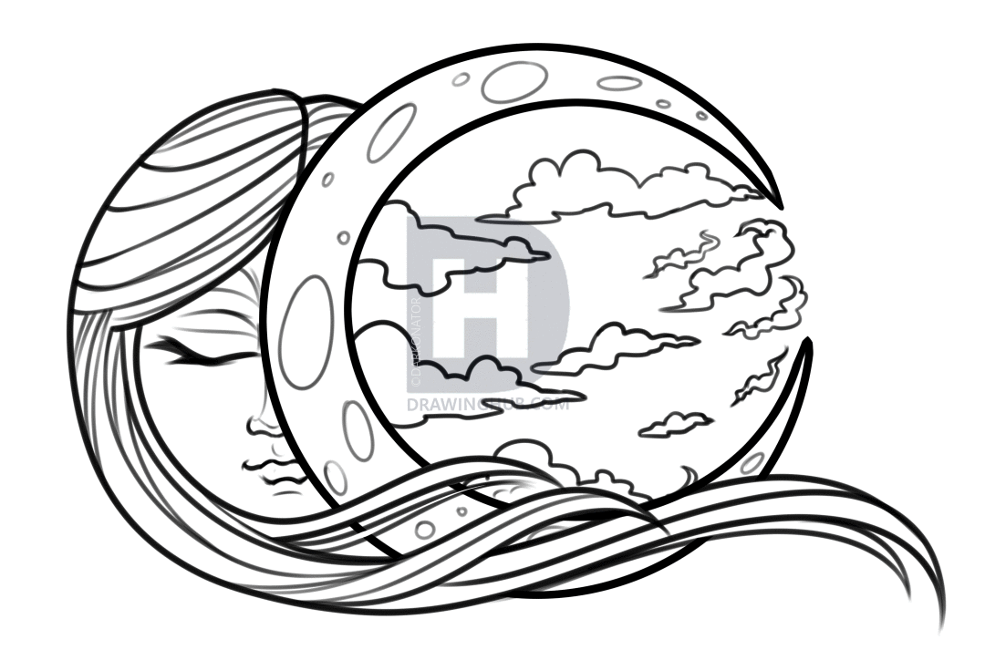 1080x713 Moon Child Art, How To Draw, Step