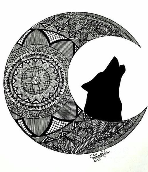 517x600 Wolf Moon Drawings Fine Art America