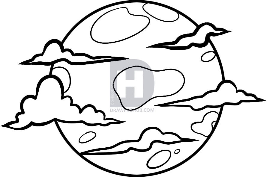 890x591 How To Draw A Halloween Moon, Step