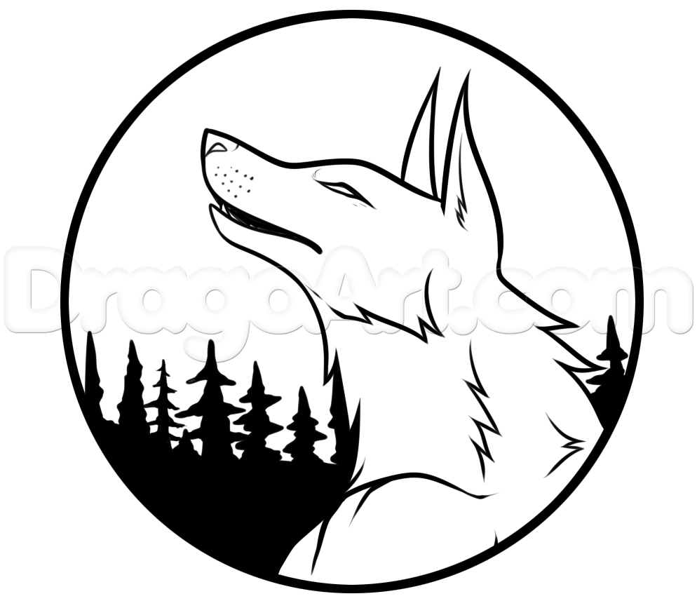 994x867 How To Draw A Wolf Moon, Step