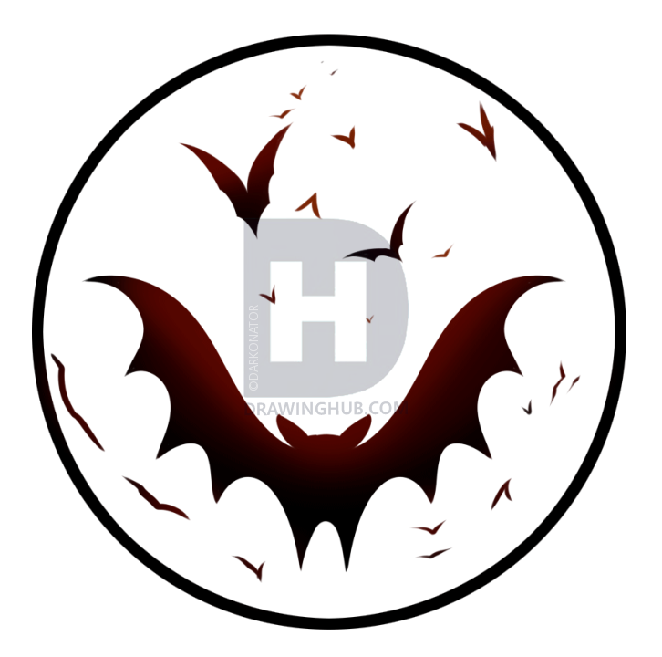726x720 Halloween Bat Moon Drawing Lesson, Step