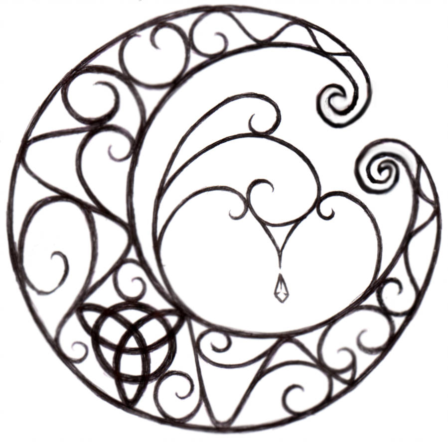899x888 Wiccan Moon Tattoo Design