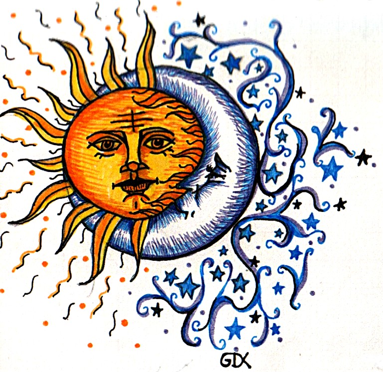 768x746 Huge Collection Of 'moon And Sun Drawing' Download More Than