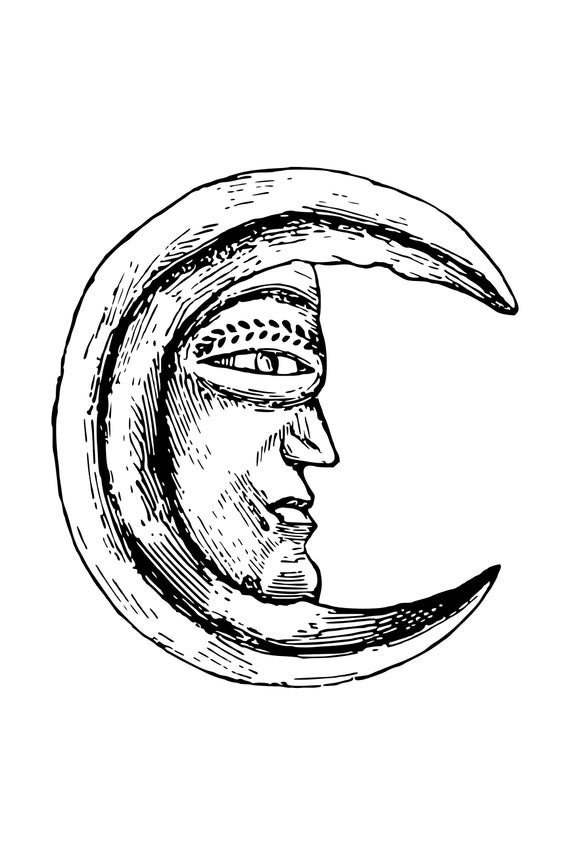 Moon Face Drawing | Free download on ClipArtMag