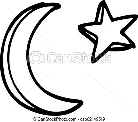 450x396 Line Drawing Cartoon Moon And Star Shape