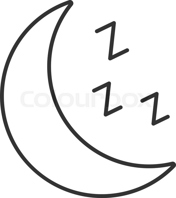 709x800 moon with zzz symbol linear icon stock vector colourbox