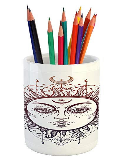 421x550 Lunarable Sun And Moon Pencil Pen Holder, Boho Sun