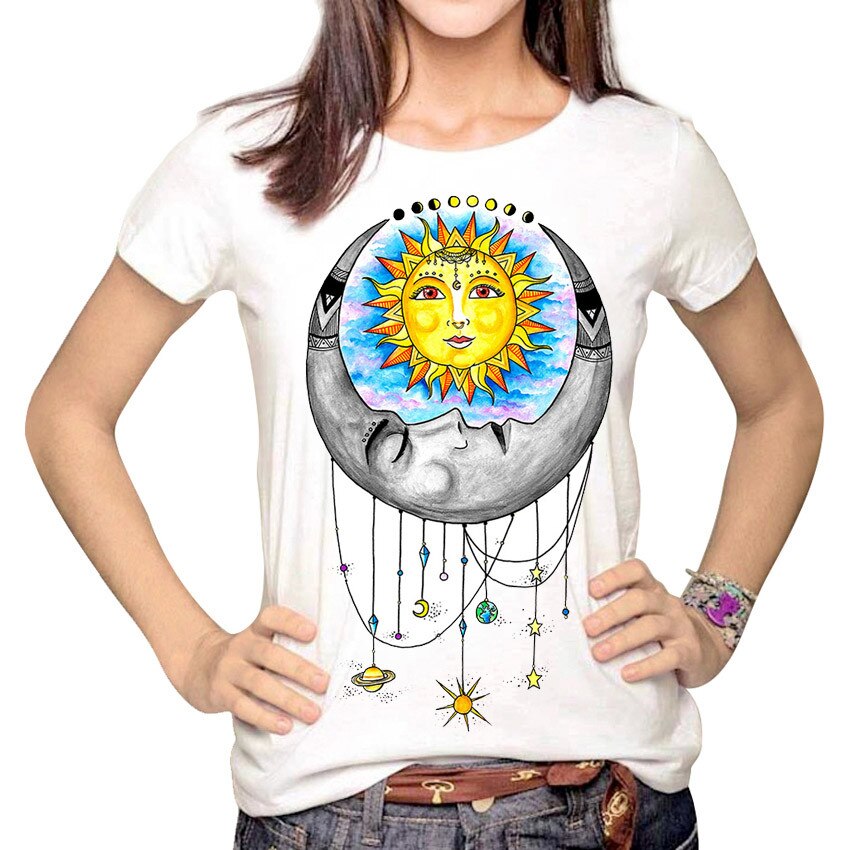 850x850 Women Fashion Hipster Sun And Moon Cartoon Printed Tops Tumblr