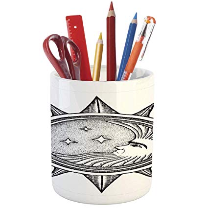 425x425 Pencil Pen Holder, Occult Decor, Printed Ceramic
