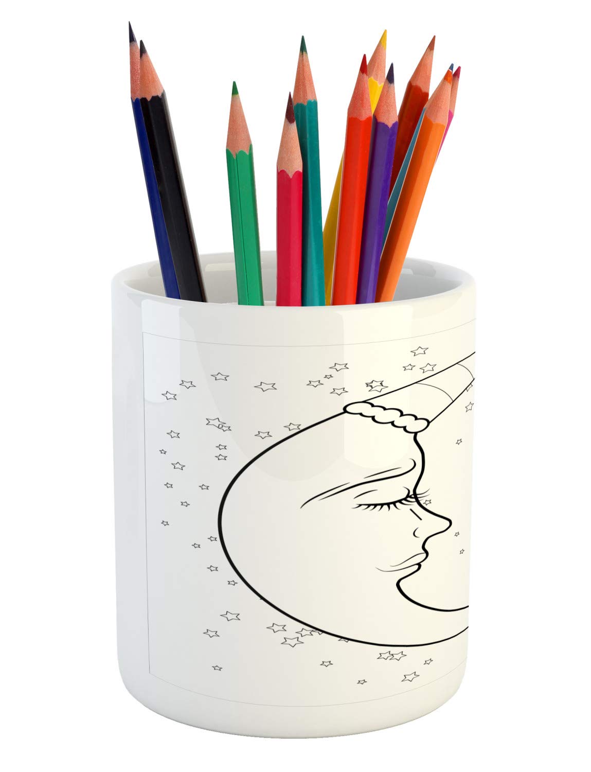 1149x1500 Ambesonne Half Moon Pencil Pen Holder, Monochrome