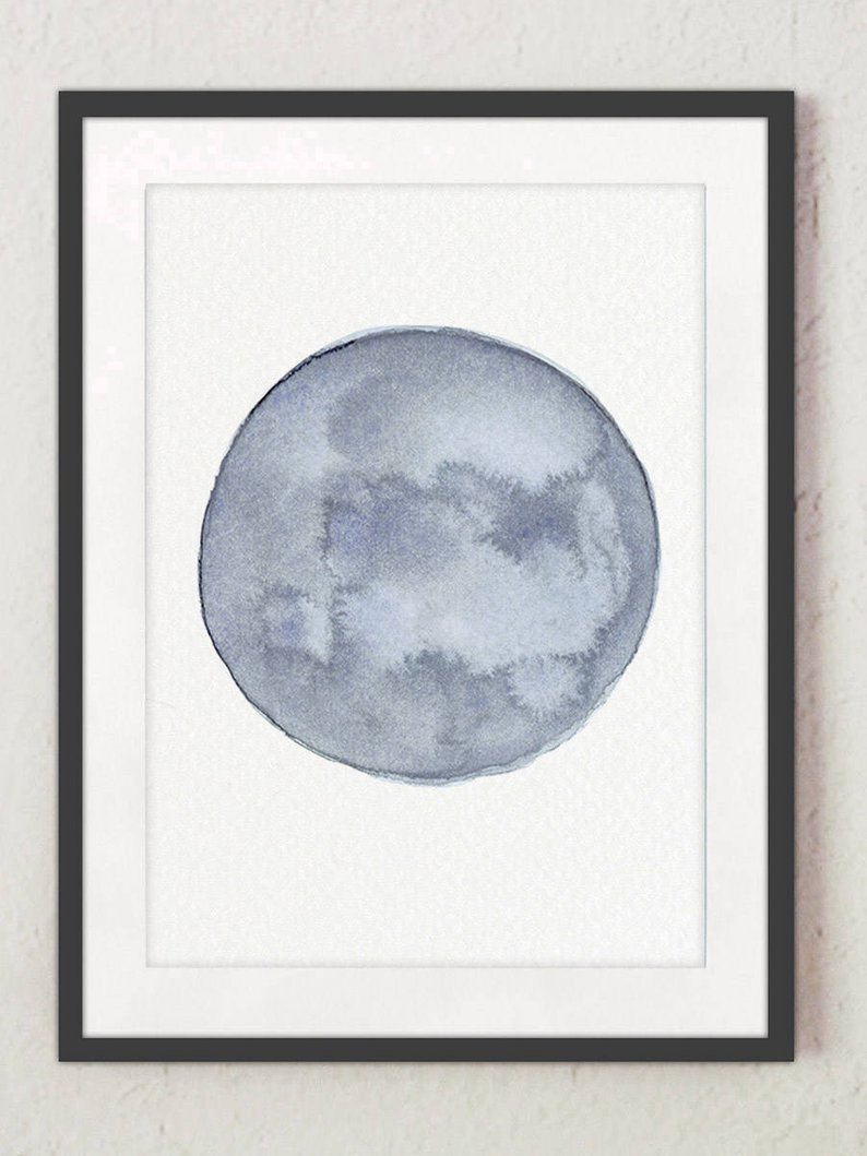 794x1059 Moon Phases Print Set Navy Blue Phase Wall Art Print Full Etsy