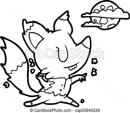 450x392 Line Drawing Of A Halloween Werewolf Changing In Moonlight