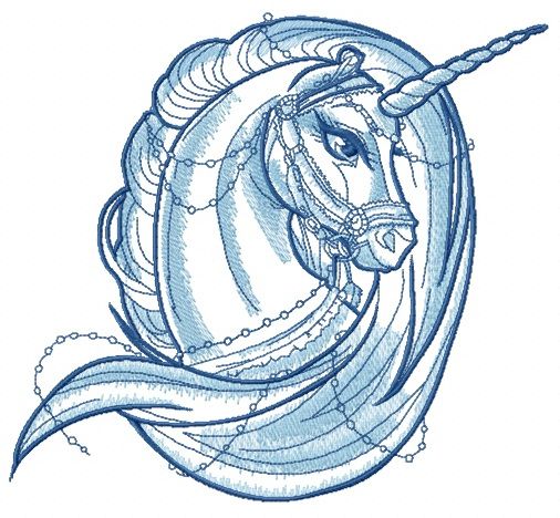 506x468 Moonlight Unicorn Sketch Embroidery Design Fantasy Embroidery