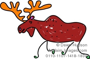 300x196 Clipart Image Of A Whimsical Moose Drawing