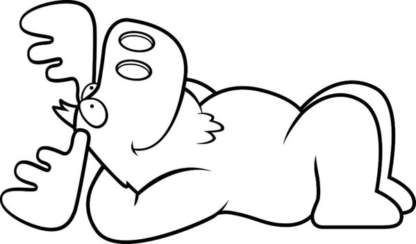 599x352 Cartoon Moose Resting Art Print