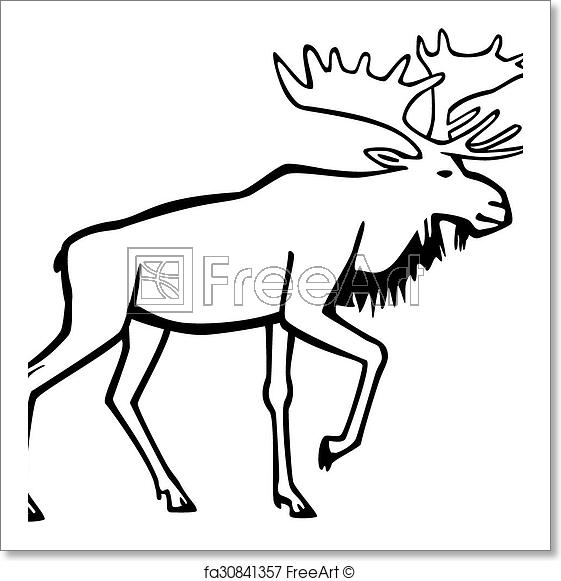 561x581 Free Art Print Of Moose Vector Line Drawing A Bull Moose