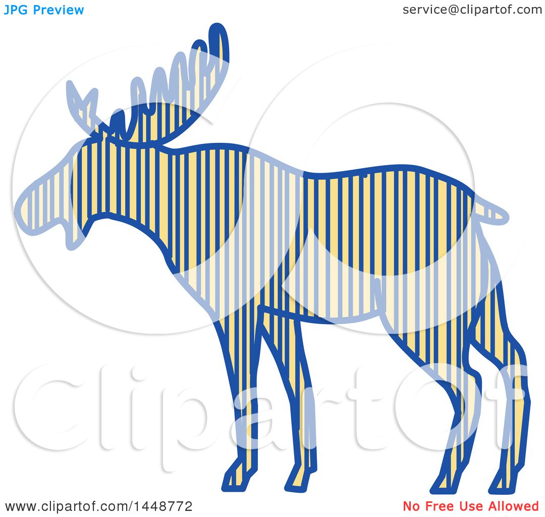 1080x1024 Clipart Of A Sketched Drawing Styled Striped Moose In Profile