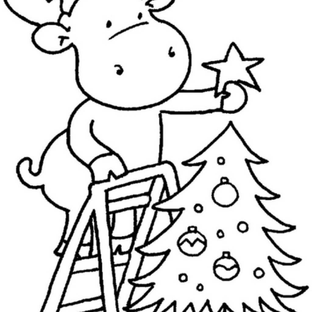 1024x1024 Moose Coloring Pages For Kids With Download Christmas Moose