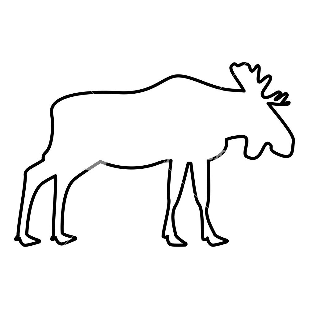 1000x1000 Moose Elt Icon Black Color Vector Illustration Flat Style Outline