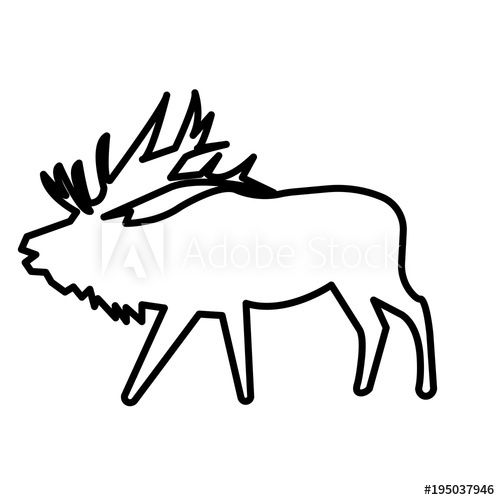 500x500 Moose Silhouette Clip Art Outline On White Background