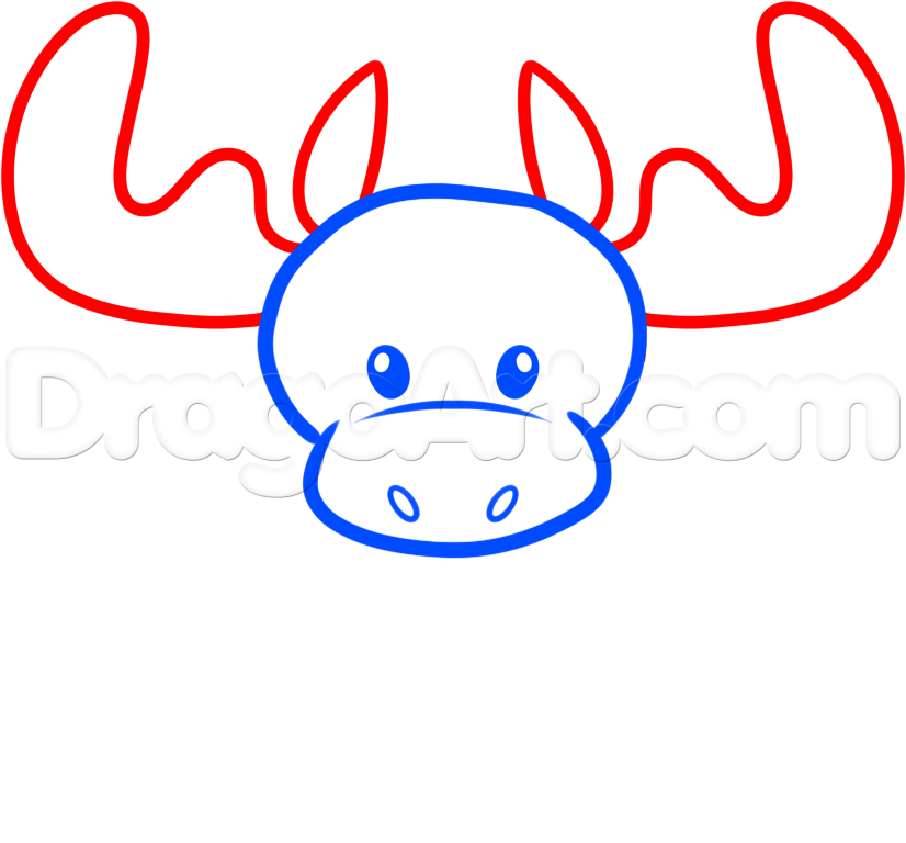 826x768 Draw A Christmas Moose, Step