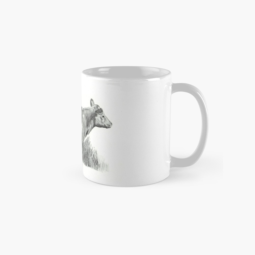 1000x1000 Little Calf, Pencil Drawing, Farm Animal Classic Mug