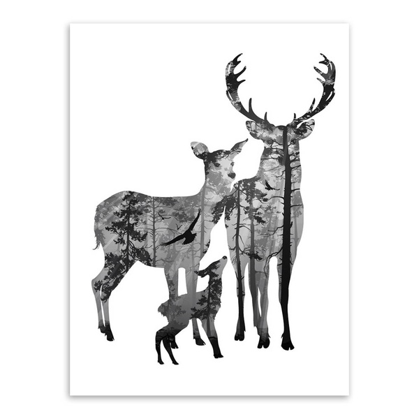 600x600 Collection Of 'deer Family Drawing' Download More Than Images