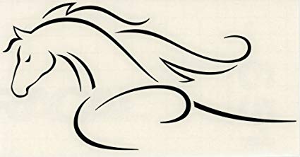 425x222 Line Art Arabian Or Morgan Horse Decal Small Black