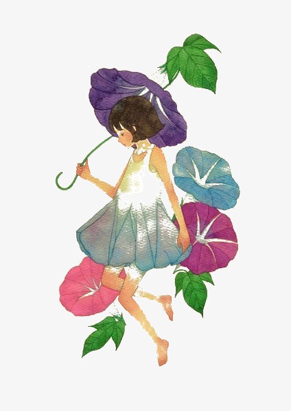 424x600 Little Girl, Painted, Morning Glory Png Image And Clipart For Free