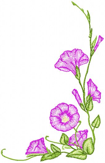 340x526 Morning Glory Flower Machine Embroidery Design Machine
