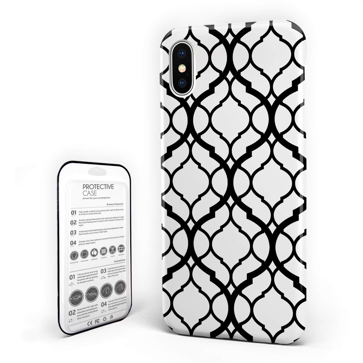 1234x1234 Customize Phone Protective Cover Black White Geometric