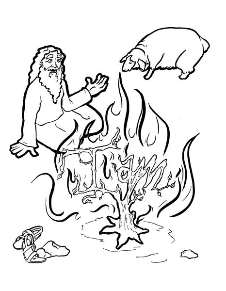 466x600 Moses And The Burning Bush Coloring