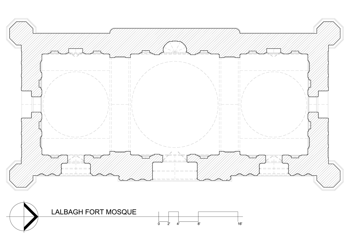 1200x849 Lalbagh Fort Mosque Drawing, Plan Archnet