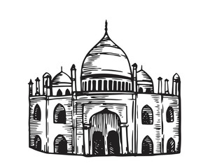 300x240 Vintage Hand Drawing Islamic Mosque Sketch Building