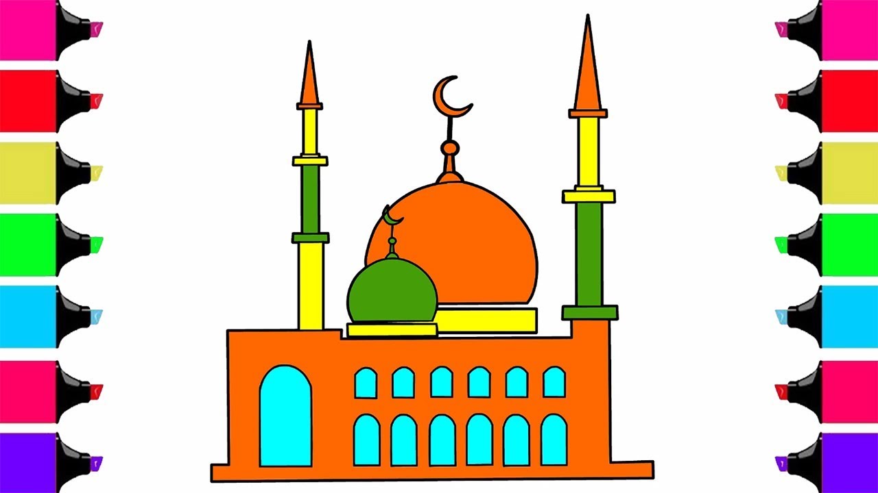 1280x720 mosque draw and coloring pages for ramadanu ya ramadan how