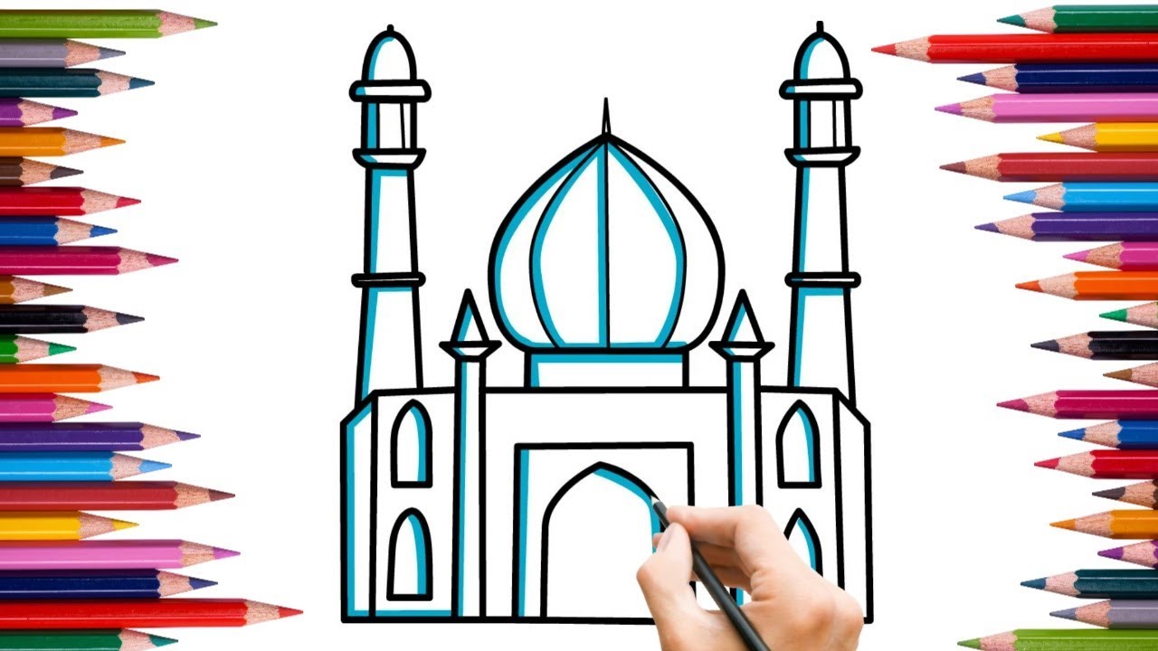 1280x720 How To Draw Taj Mohol Coloring Pages For Kids Taj Mohol Learn