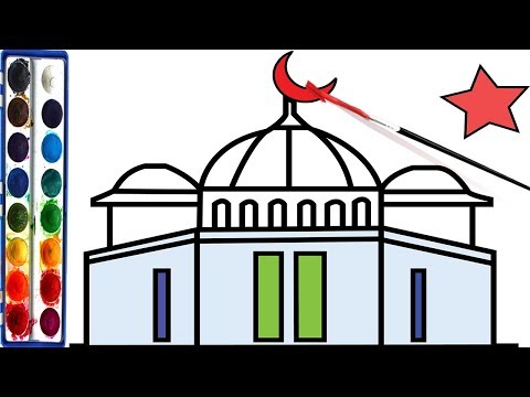 480x360 How To Draw Mosque Coloring Pages For Children, Learn Colors Step