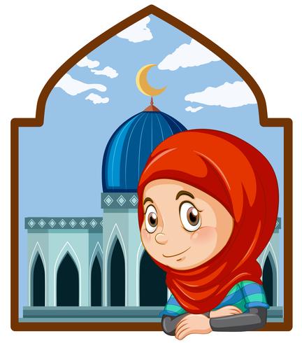 432x490 A Cute Muslim Girl With Mosque