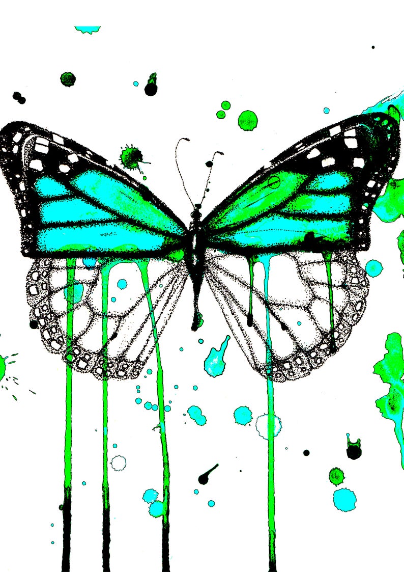 794x1123 Mothutterfly Colourful Illustrationdrawing Print Etsy