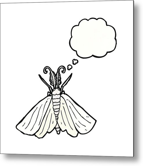 493x572 Big White Moth Illustration Metal Print