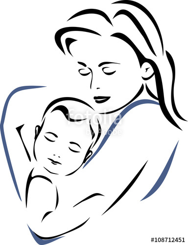 384x500 Baby And Mother Outline Drawing Stock Image And Royalty Free