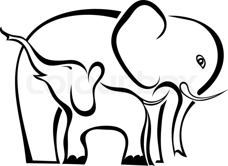 800x583 A Pair Of Elephants Mother And Baby Stock Vector Colourbox