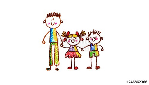 500x286 Kids Drawing Happy Family Holding Hands Mother, Father, Sister