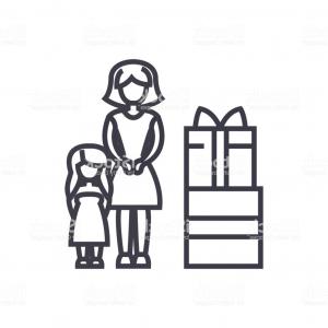 300x300 Photostock Vector Continuous Line Drawing Small Daughter Making