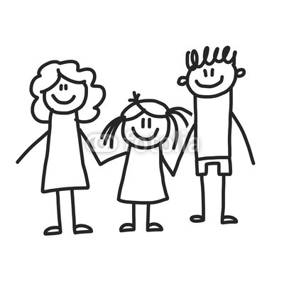 400x400 Happy Family With Children Kids Drawing Style Vector Illustration