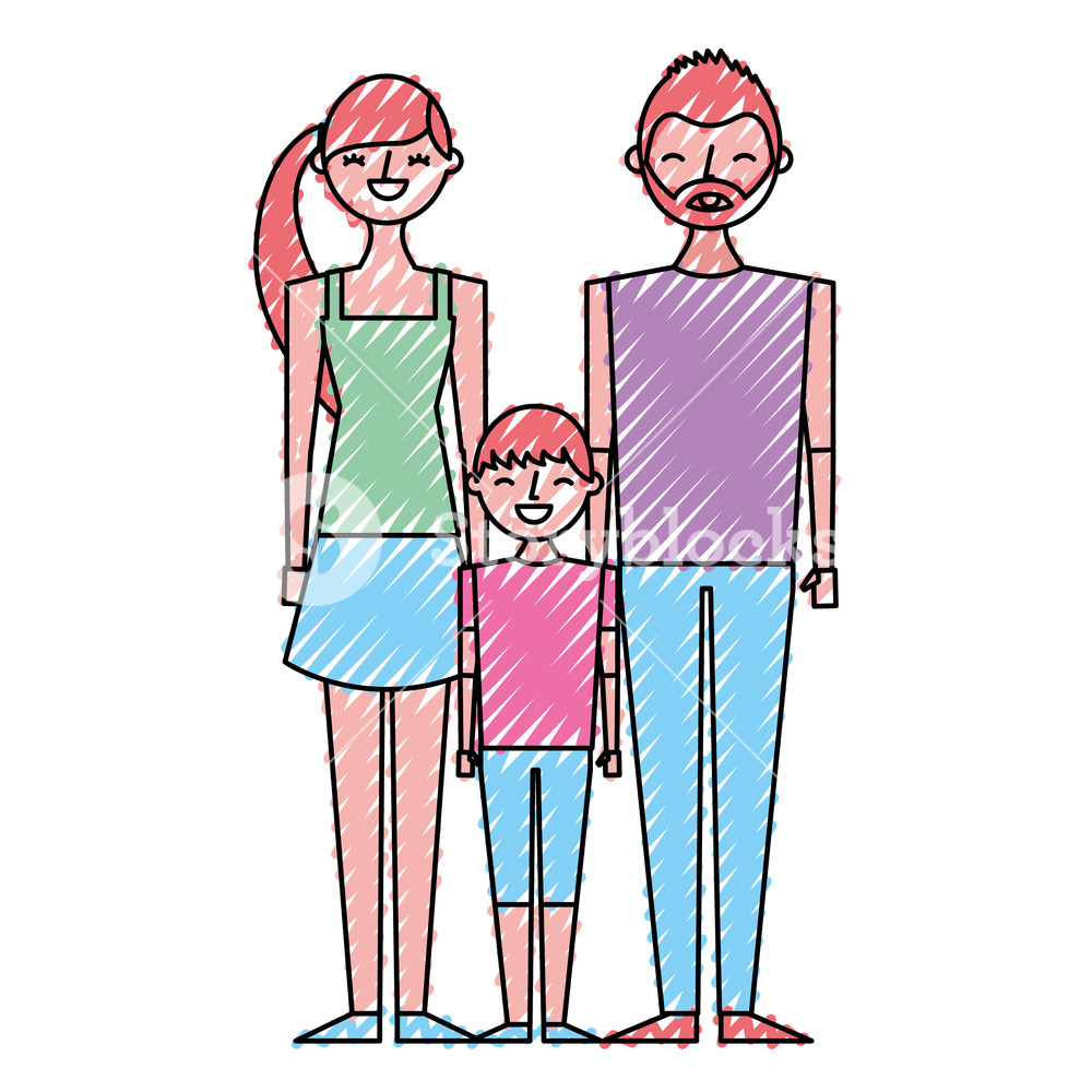 1000x1000 Happy Family Standing Together Father Mother And Son Vector